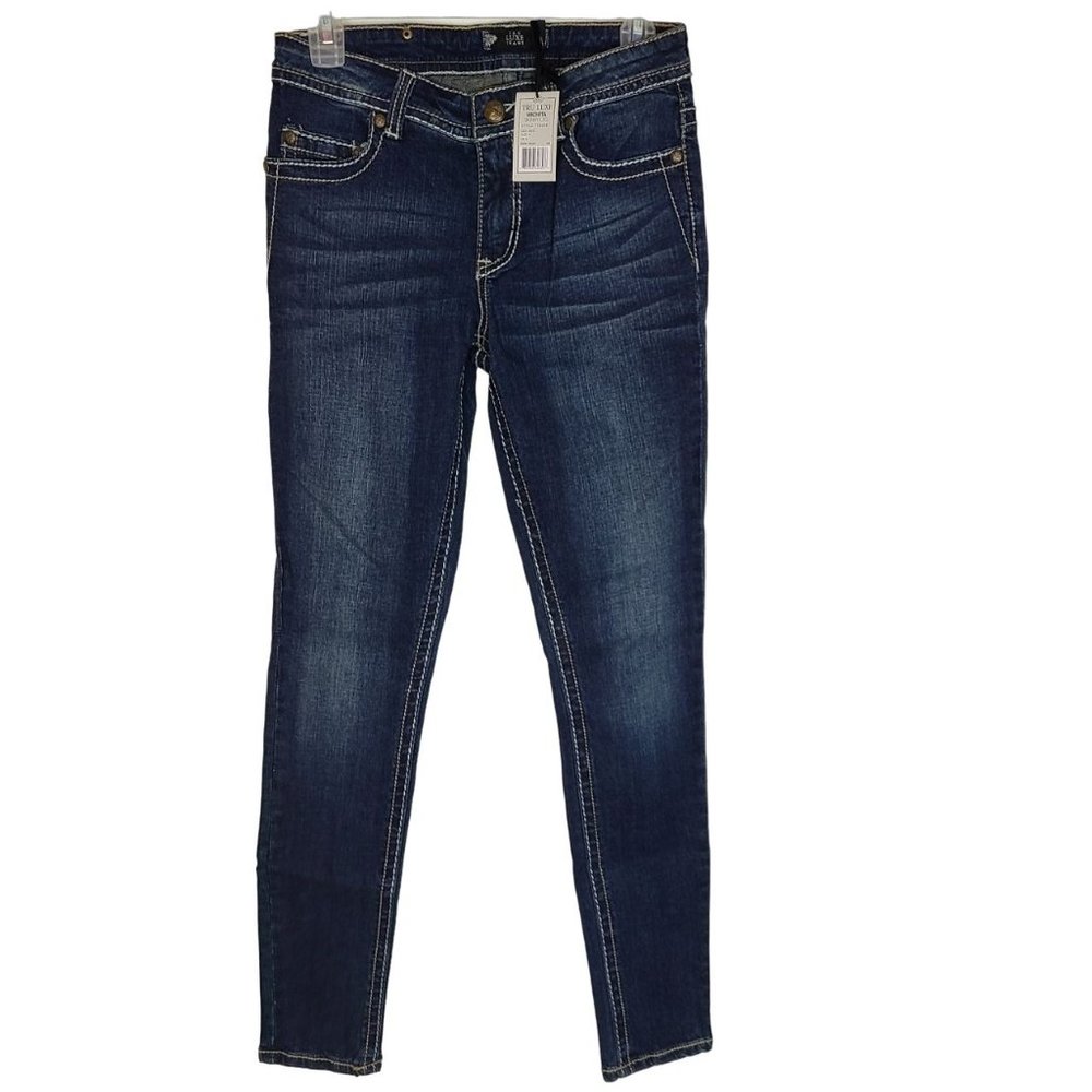 Tru Luxe Jeans Womens 26/2 Blue Dark Wash Denim Wichita Skinny Leg Jeans NWT